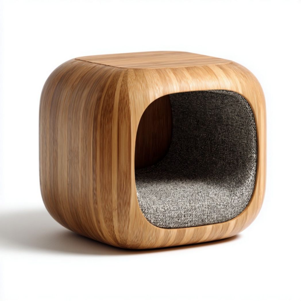 Pouf aperto, legno chiaro