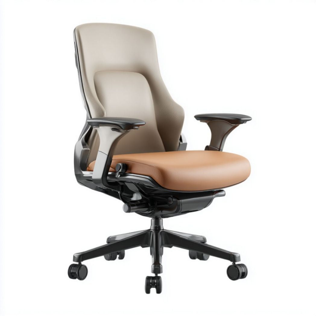 Sedia da ufficio ergonomica girevole in ecopelle bicolore con base in nylon